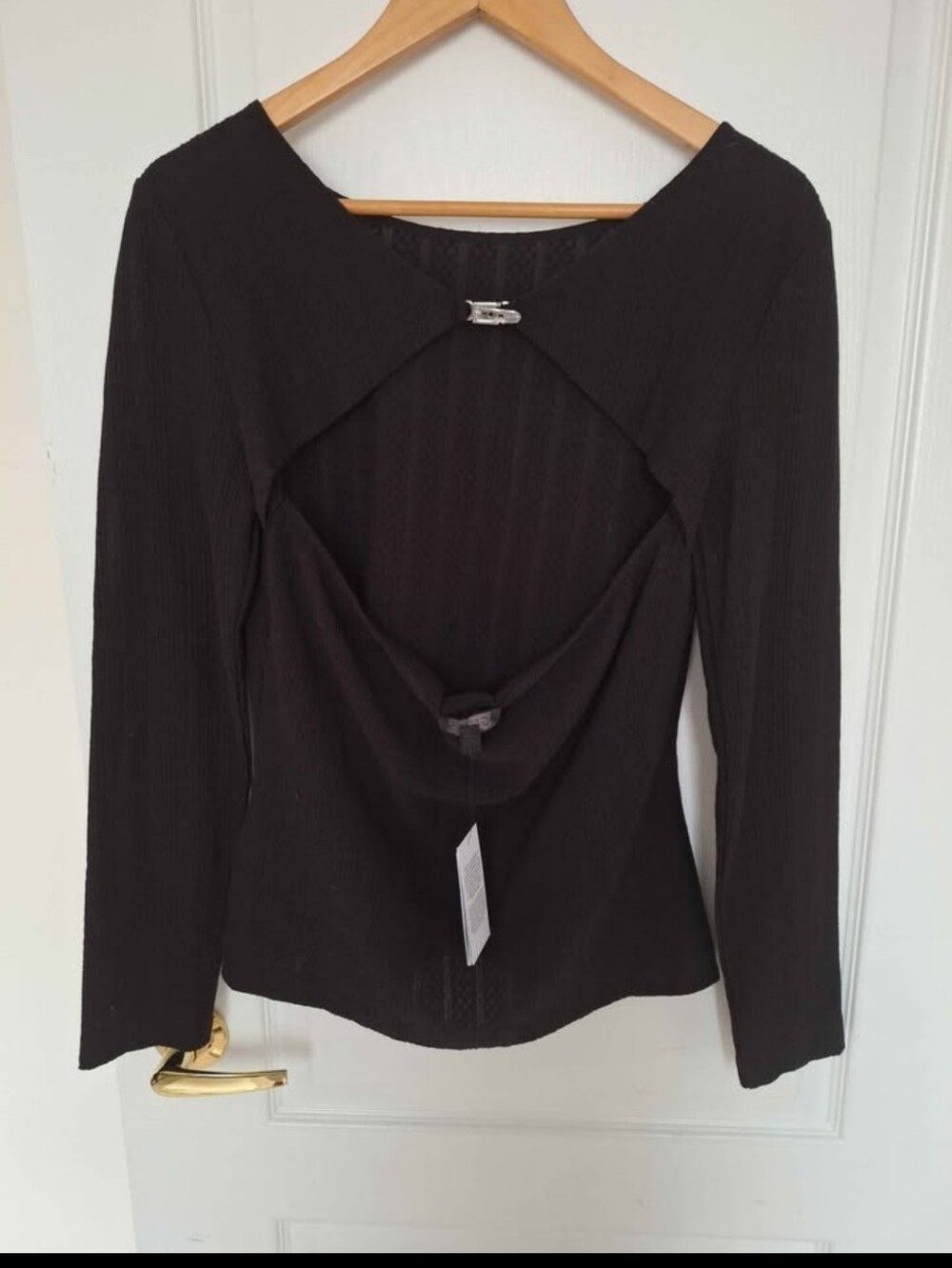 NWT Guess Black Open Back with silver Buckle Detail Long Sleeve Embellishment